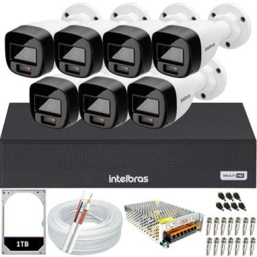 Imagem de Kit 7 Câmeras Intelbras Cftv 1080p 1220B Full Color HD 1TB colorido 24
