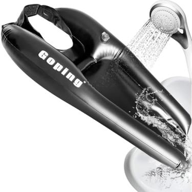 Imagem de Goping Pia de lavagem de cabelo ajustável à prova de respingos inflável para lavatório de cabelo para cadeira de rodas portátil acamada, tigelas de xampu para deficientes