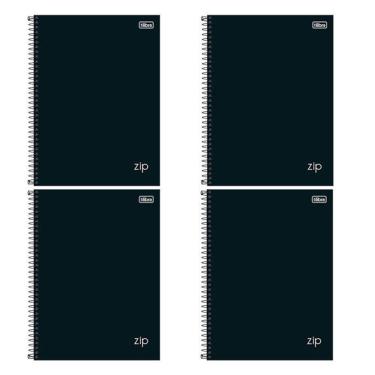 Imagem de Caderno Espiral Universitário Zip 80 Folhas Preto 4 Unidades - Tilibra