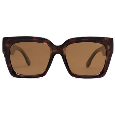 Imagem de SOJOS Óculos de sol femininos polarizados quadrados modernos retrô vintage anos 90 SJ2612, Armação tartaruga, lente marrom, 54-18-140