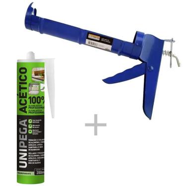 Imagem de Kit Aplicador de silicone fechado Starfer + Silicone Acético Incolor 280ml Unipega