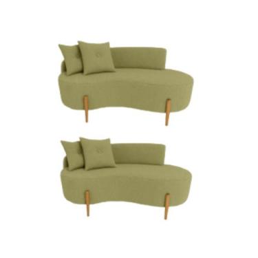 Imagem de Kit 02 Sofá Orgânico 2 Lugares C/2 Almofadas Curvo Sala Recepção Luna 