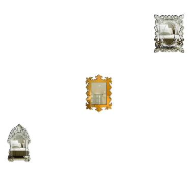 Imagem de Kit Espelhos Decorativos Ddek Positano 3 Peças Prata 19x32cm