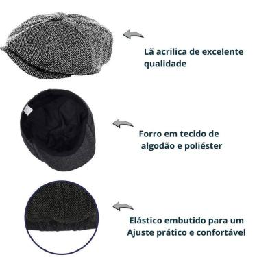 Imagem de Kit Boinas Masculina Inglesa E Italiana Preta/Branca E Preta