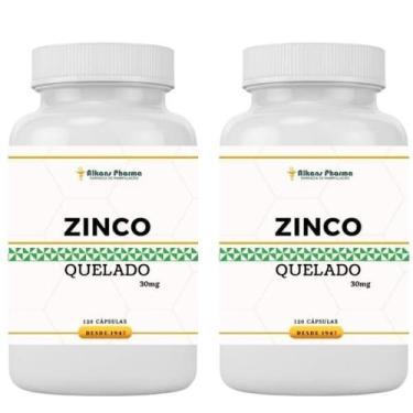 Imagem de Combo 2 Potes De Zinco Quelato 30 Mg 120 Cápsulas - Alkans