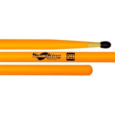 Imagem de Baqueta Spanking Linha Luminosa 2B Clássica Laranja Fluorescente com Ponta de Nylon 4119LA
