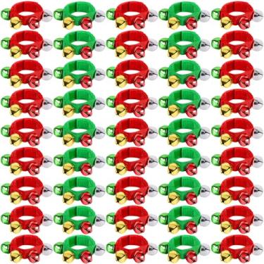 Imagem de 48 peças pulseira de pulso de Natal Pulseira de sino Sino Agitando Instrumentos Musicais Ajustável Bell Rhythm Wristband Bulk para Escola Família Percussão Festa Favor Adultos, Colorido