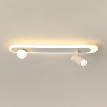 Imagem de Luminária de teto LED branca semi-embutida, lustre linear moderno com holofote, luminária moderna próxima ao teto para corredor e sala de estar