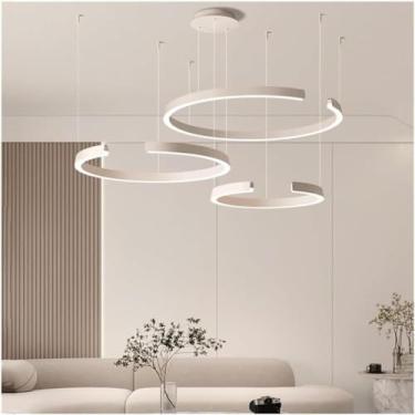 Imagem de Anel Irregular Moderno - Luzes Pendentes, Lustre LED Redondo Circular Regulável, Compatível com Sala de Estar, Sala de Jantar, Cozinha, Hall de Entrada, Lâmpadas de Lustre