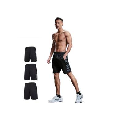 Imagem de Shorts esportivos masculinos de corrida com bolsos casuais e confortáv