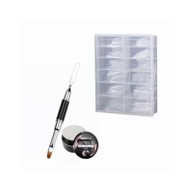 Imagem de Kit de dicas para unhas + cola e pincel Soft Gel 120 unidades - Lightb