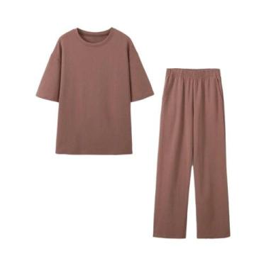 Imagem de Conjunto Feminino De Primavera Em 2 Peças, Camisetas Básicas Sólidas E