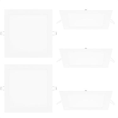 Imagem de Kit 5 Painel De Led Quadrado Embutir 12w Bivolt Taschibra 6500k Frio