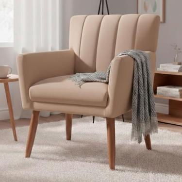 Imagem de Poltrona Para Sala de Estar Sarah Cadeira Decorativa Veludo Estofada Confortável (Veludo Cappuccino)