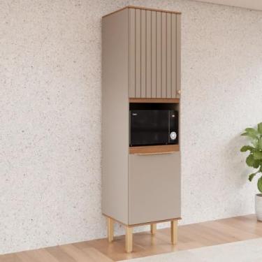 Imagem de Paneleiro Cozinha 2 Portas Nicho Microondas Armário 100% Mdf (Freijó/Cappuccino)