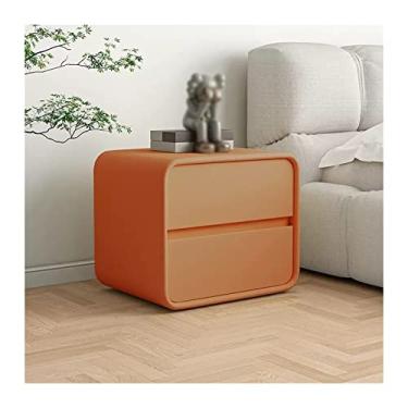 Imagem de Mesa de cabeceira lateral com armazenamento de 2 gavetas, mesa de canto de couro de microfibra laranja moderna, mesa de cabeceira para quarto, 1 mesa de cabeceira, mesa de cabeceira 47 cm H (tamanho: