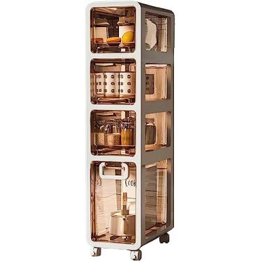 Imagem de Armário de banheiro fino, armário de armazenamento de papel higiênico fino de grande capacidade com gavetas e rodízios transparentes, armário de armazenamento de papel higiênico à prova d'água para