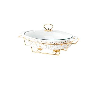 Imagem de Nordic Xingyue Panela de sopa de cerâmica oval hotel restaurante fosco vela vitrificada placa de aquecimento com tampa panela seca para orelha (cor: A, tamanho: 1 peça)