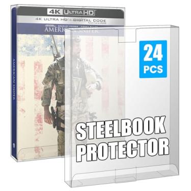 Imagem de HTRYBNES Pacote com 24 capas protetoras Steelbook compatível com 4K UHD, Blu-Ray, Arrow Video w/Slipcover, Criterion, PS3 PS4 PS5 Games & Steelbooks – Caixa de exibição resistente cristalina