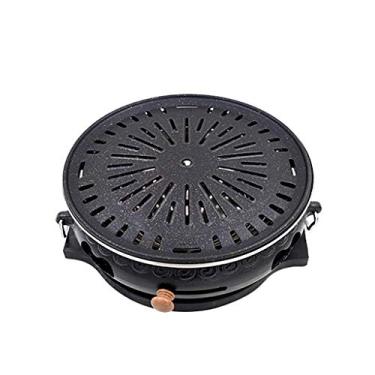 Imagem de Churrasqueira para churrasco, churrasqueira, churrasqueira a carvão sem fumaça, forno de ferro fundido, assadeira de pedra Maifan, interior e exterior, 5 estilos, 2 cores (cor: B, tamanho: 5)