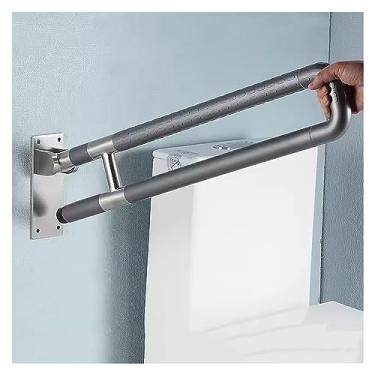 Imagem de GeRRiT Barra de apoio de banheiro dobrável para deficientes, corrimãos de vaso sanitário, suporte de chuveiro para idosos, idosos, deficientes e grávidas, 70 x 13 cm, cinza