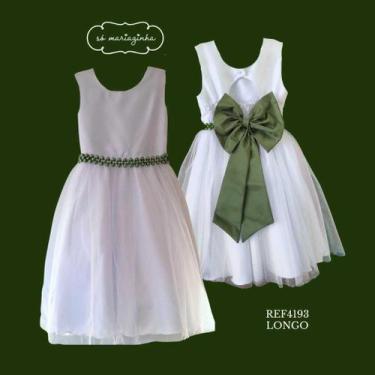 Imagem de Vestido Infantil Longo Branco VERDE OLIVA REF4193 - Só Mariazinha, Ver
