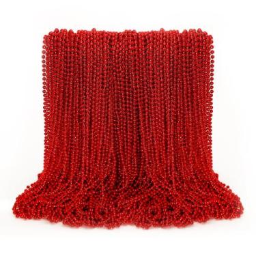 Imagem de Colar de brinquedo vermelho Mardi Gras Beads EOBOH 100PCS, plástico de