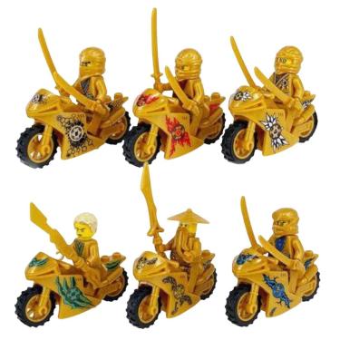 Imagem de Kit 6 Bonecos E Motos Douradas Ninjago Lloyd Kai Nya