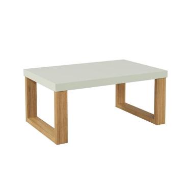 Imagem de Mesa de Centro Retangular Lanes 100% MDF Off White e Freijó 90 cm