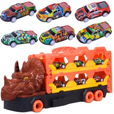 Imagem de Caminhão Pista Dinossauros 6 Carrinhos Pull Back - Castela