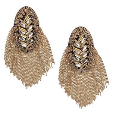 Imagem de Pacote com 2 dragonas de ombro punk vintage dourado armadura de ombro com alfinetes dragonas de meta borla pranchas de ombro de cristal strass ombreiras para mulheres homens uniforme cosplay