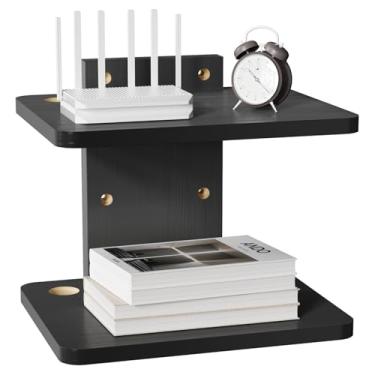 Imagem de WALI Prateleira de TV flutuante para projetor, comporta até 10 kg, prateleiras de madeira montadas na parede sob a prateleira de TV para leitores de DVD, caixas de cabo, roteadores, consoles de jogos