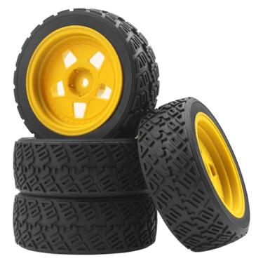 Imagem de Vgoohobby OD 2.8" RC 1/10 On Road Tires & Plastics Wheel Rims 12mm Hex Compatible with Tamiya TT01 HSP 94123 Traxxas 4Tec 2.0 1/10 RC On Road Racing & Touring Car (Yellow)