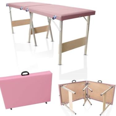 Imagem de Maca Portatil Dobravel Maleta Massagem Estetica Depilação Cores Variadas (Rosa Bebê)