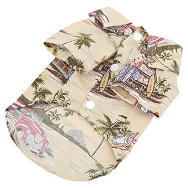 Imagem de AYNEFY Roupas de Verão para Cães, Camisa Havaiana de Algodão Macio para Cães, Camiseta Respirável para e Gatos Pequenos e Médios, Perfeita para Passeios na Praia e Viagens (L)