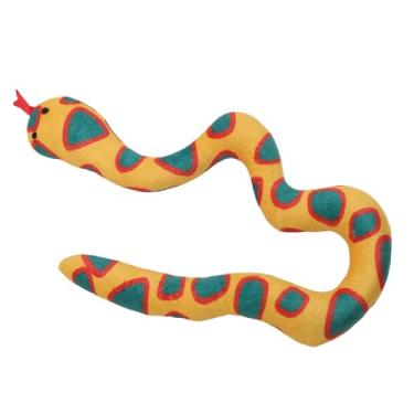 Imagem de GLOGLOW Brinquedo Interativo de Cobra de Gato, Pelúcia de Alta Densidade, Brinquedo de Mastigar Com Erva de Gato para Limpeza de Dentes para Gatinhos Internos e Adultos (Laranja)