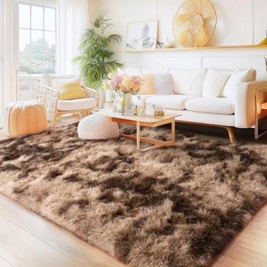 Imagem de Quntue Tapetes para sala de estar 15 x 23 cm, tapete felpudo ultramacio para quarto, tapete antiderrapante moderno de pelúcia macio para crianças, meninas e meninos, dormitórios, decoração de casa