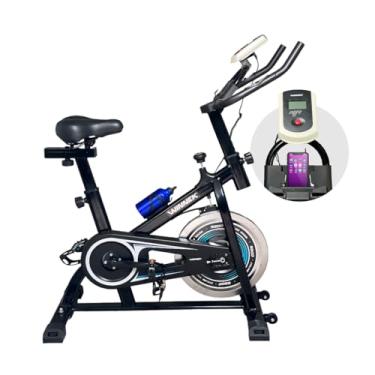Imagem de Bicicleta Ergométrica Spinning 6 Kilos De Inercia Ergométrica Winnek - Preto - Fitness - Cardio - Suporte Para Celular E Tablet - Medidor De Pulsaçao Rodas De Locomoçao