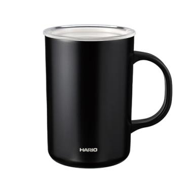 Imagem de HARIO CMG-470-B Caneca de isolamento duplo a vácuo com revestimento cerâmico, preta, 470 ml, tampa incluída