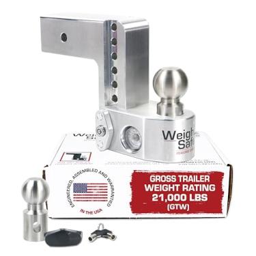 Imagem de Weigh Safe Suporte de bola de engate de reboque ajustável - Engate de queda ajustável de 15 cm para receptor de 7,6 cm - Engate de reboque de alumínio resistente premium com balança de peso embutida