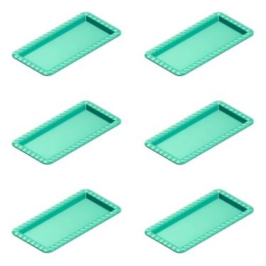 Imagem de Kit com 6 Travessas Retangulares de Poliestireno 30 cm Verde Candy – Bandejas Decorativas Reutilizáveis, Ideais para Servir Doces, Salgados, Frutas e Sobremesas em Festas, Buffet e Eventos