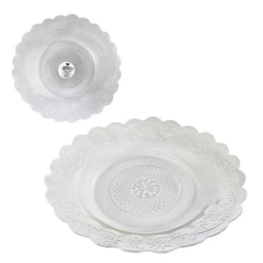 Imagem de Conjunto de 5 Pratos de Vidro Egípcio, Transparente, Design em Forma de Estrela, 21,5cm x 3,2cm, Vidro Temperado, 384g por Peça