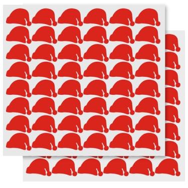 Imagem de Adesivos de chapéu de Natal com 2 folhas, adesivos de selo de chapéu de Papai Noel, adesivos cortados em matriz, adesivos autoadesivos para lembrancinhas de festa de envelopes, adesivos de arte