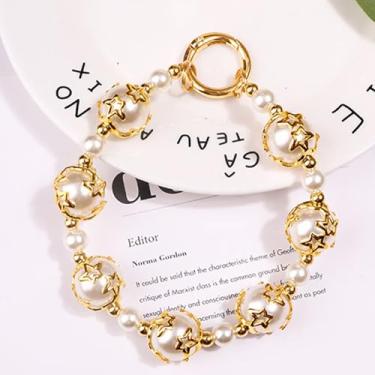 Imagem de Alça de pulso antiperda com contas de pérolas e correntes duplas para chaveiro, carteira, câmera, One Size, Resina, resina