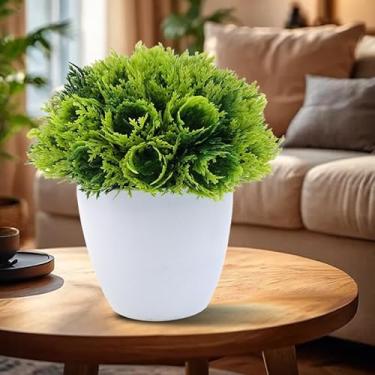 Imagem de Planta artificial em vaso verde planta falsa ornamento bonsai casa sala de estar mesa decoração paisagem, 13 x 13 cm (estilo 03)