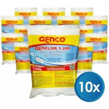 Imagem de Kit 10 Cloro Tablete Genco Genclor T200 200g