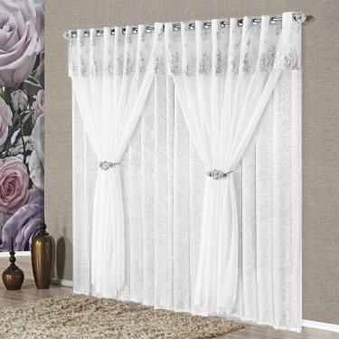 Imagem de Cortina Nobreza Luxo Amassada E Voal 2,00 X 1,70 Branco