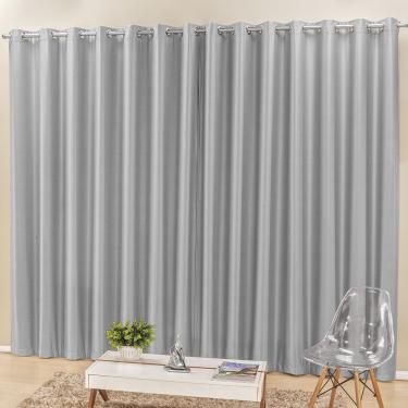Imagem de Cortina Madri para Trilho Comum Tecido Semi Blackout 3,00m x 2,50m Sala Quarto - Cinza