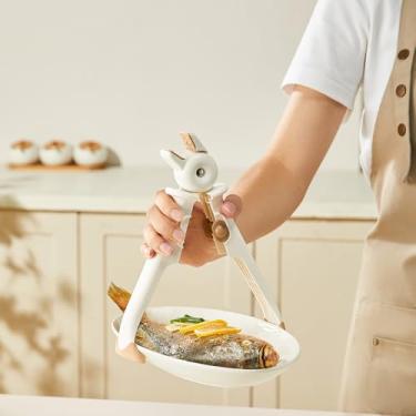 Imagem de Clipe de tigela multifuncional antiqueimaduras, pinças de prendedor de pratos quentes para tigelas, pratos, panelas, fornos e vaporizadores, acessório de cozinha antiderrapante (branco)