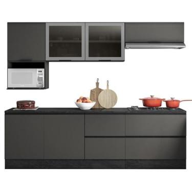 Imagem de Cozinha Modulada 7 Pecas 258 Cm Etti Grafite Pln - MILANI MOVELARIA
